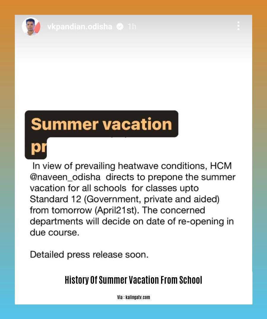 History Of Summer Vacation From School